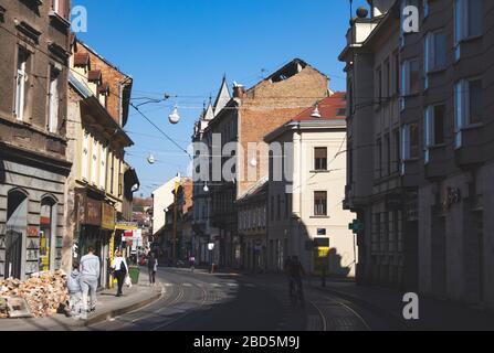 Kroatiens Hauptstadt Zagreb, beschädigte Häuser nach schweren Erdbeben`s der Stadt getroffen. Viele Häuser im alten Stadtzentrum erlitten schwere Schäden Stockfoto